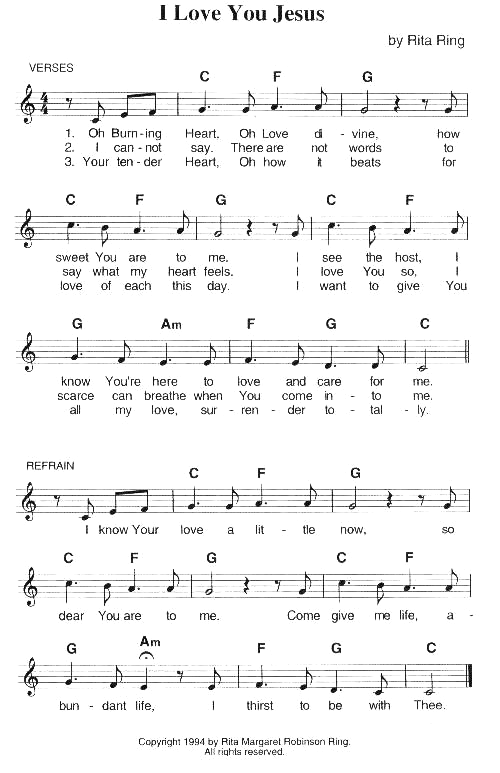 I Love You Jesus - Sheet Music