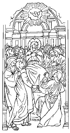 The Descent of the Holy Spirit on the Apostles - Shepherds of Christ Rosary Coloring Book
